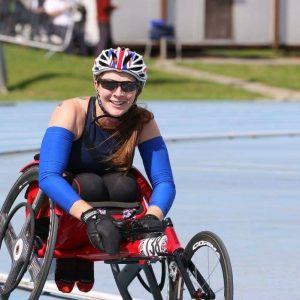 Wheelchair athlete on the track