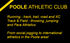 Poole Athletic club for running on trail road XC. Track and Field throwing jumping and Para Athletics. From social jogging to international athletics in Poole area.